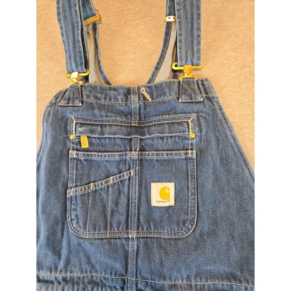 Carhartt Loose Fit Denim Bib Overalls Mens 38x34 Blue OR4672-M Workwear Rugged - Picture 12 of 15